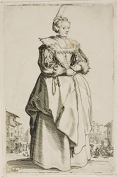 Die Dame mit der kleinen erhobenen Kappe, Platte eins aus La Noblesse