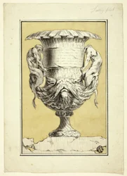 Monumentale Vase mit anthropomorphen Figuren