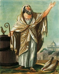 Augur, Gravur aus dem antiken Rom, oder historische und bildliche Beschreibung von allem, was mit dem römischen Volk, ihrem Militär, ihren Bräuchen, ihrem religiösen und öffentlichen Leben zu tun hat