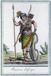 Amazonin von Afrika - in „Encyclopedia of Travels“ von Grasset St Sauveur, ed. 1796