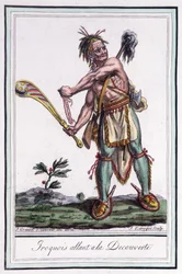Irokesen „auf Entdeckungstour“ - in „Enzyklopädie der Reisen“ von Grasset St Sauveur, Paris