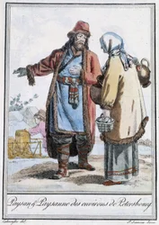 Bauer und Bäuerin aus Petersburg - in „Enzyklopädie der Reisen“ von Grasset St Sauveur, ed. 1796