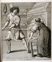 17. Jahrhundert gravierte Illustration aus einer Sammlung von Sprichwörtern. Paris 1657-1663. Von Jacques Lagniet (1620-1675). Französischer Graveur. Von ihm viele sozialkritische Gravuren und Spottbilder wie seine manchmal grotesken und fantastischen Illu