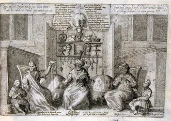 17. Jahrhundert gravierte Illustration aus einer Sammlung von Sprichwörtern. Paris 1657-1663. Von Jacques Lagniet (1620-1675). Französischer Graveur. Von ihm viele sozialkritische Gravuren und Spottbilder wie seine manchmal grotesken und fantastischen Illu