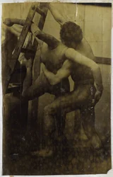 Studie eines männlichen Aktmodells, ringend mit einer Puppe, im Atelier von Jacques de Lalaing