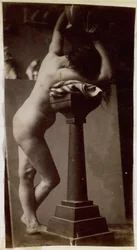 Studie eines weiblichen Aktmodells, von der Seite gesehen, im Atelier von Jacques de Lalaing