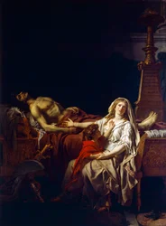 Andromache trauert über Hektors Leichnam, von Jacques-Louis David (1748-1825)