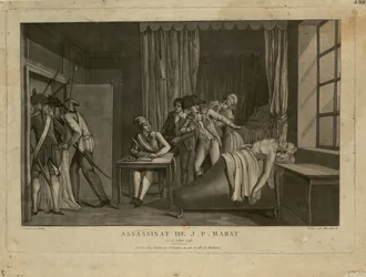 Die Ermordung Jean-Paul Marats, 1793.