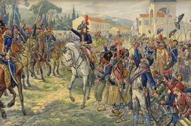 Napoleon Bonaparte bei seiner Ankunft in der besetzten Stadt Nizza
