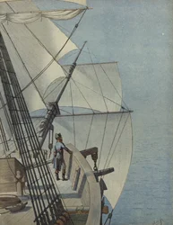 Napoleon Bonaparte auf dem Deck eines Schiffes