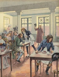 Napoleon Bonaparte in einem belebten Restaurant