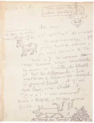 Autographenbrief mit Zeichnungen