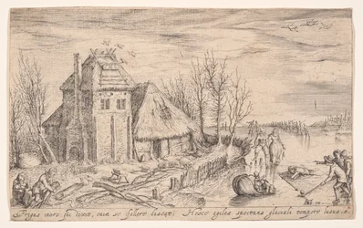 Winterlandschaft mit Schlittschuhläufern, aus Landschaften