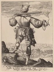 Helmtragender Musketier