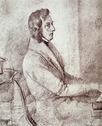 Porträt von Frédéric Chopin (1810-1849), polnischer Komponist. Zeichnung von Gotzenberger