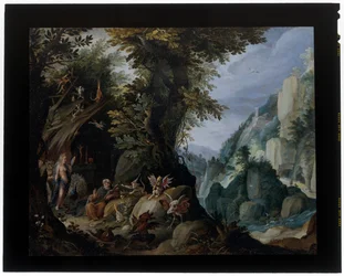Die Versuchung des heiligen Antonius in einer Landschaft