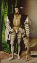 Porträt Kaiser Karls V. mit Hund