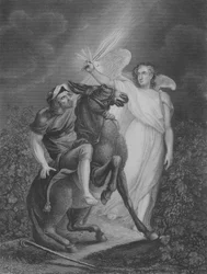 Der Engel erscheint Bileam, Numeri 22, Vers 21-36 (Gravur)