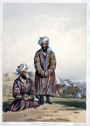 Usbeken von Murad Bey, Tafel 20 aus „Landschaften, Einwohner und Trachten Afghanistans“, gestochen von W. L. Walker