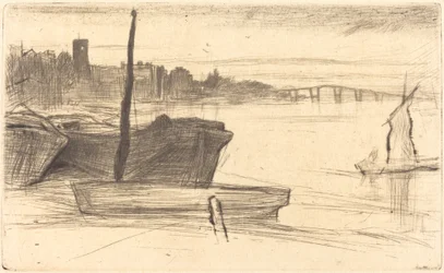 Chelsea-Brücke und Kirche, ca. 1870-1871