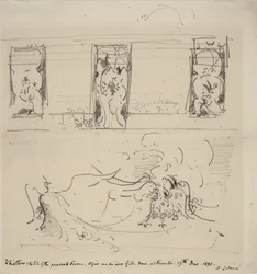 Skizze des Pfauenraums, 1898