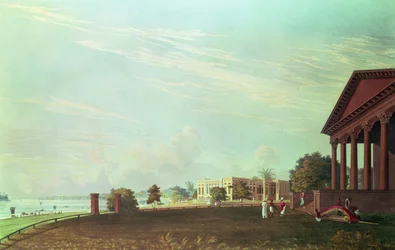 Barrackpore House, Kalkutta, graviert von Robert Havell, veröffentlicht 1824