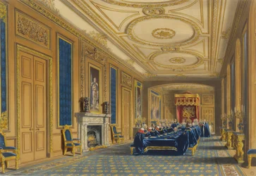 Der Thronsaal, Windsor Castle - Die Installation des Hosenbandordens, 1838