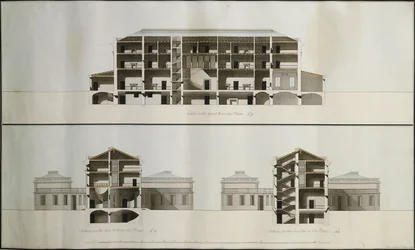 Entwürfe für ein neoklassizistisches Haus für Lord Charleville: Drei Abschnitte