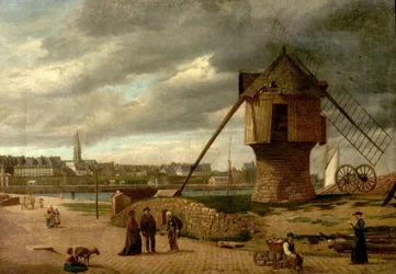Landschaft mit einer Windmühle, St. Malo, Frankreich