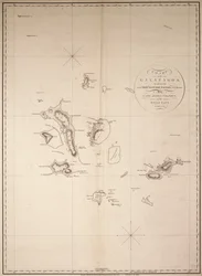 Karte der Galapagos-Inseln, vermessen im Handelsschiff 