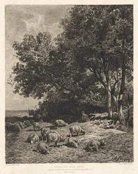 Landschaft mit Schafen, nach Ch-Jacque