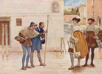 Shakespeares Der Kaufmann von Venedig: Bassanio, Lorenzo, Old Gobbo und Launcelot Gobbo