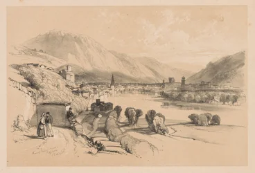 Skizzen zu Hause und im Ausland: Gesamtansicht von Trento, 1834