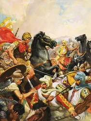 Alexander der Große reitet Bucephalus