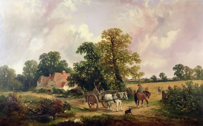 Landschaft in Essex mit Pferd und Wagen