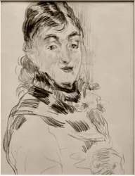 Méry Laurent mit einem Mops