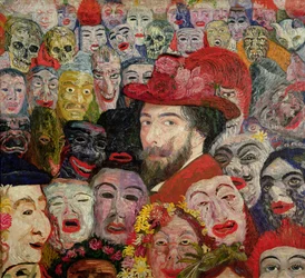 Mein Porträt umgeben von Masken