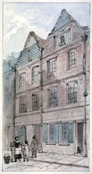 Häuser in Blackhorse Alley, Fleet Street, City of London, 1850