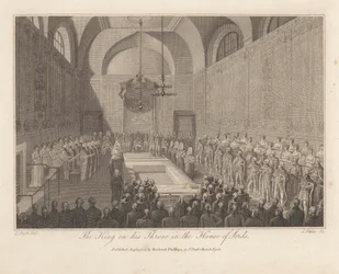 König auf seinem Thron im House of Lords