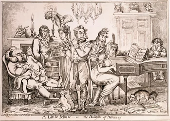 Ein wenig Musik oder Die Freuden der Harmonie, graviert von William Brocas, gedruckt in London von J. Sidebotham, 1810
