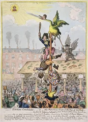 Wahlkandidat oder die republikanische Gans an der Spitze des Pfahls, veröffentlicht von Hannah Humphrey im Jahr 1807