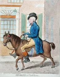 Georgey auf dem Steckenpferd, 1796 von Hannah Humphrey veröffentlicht