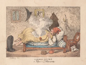 Deutscher Luxus oder Ruhe auf Deutsch, veröffentlicht 1800 (handkolorierter Stich)