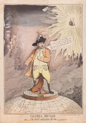 Gloria Mundi oder der Teufel spricht zur Sonne, veröffentlicht 1782 (handkolorierter Stich)