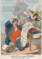 John Bull bei seinen Studien. Begleitet von seinem Schutzengel