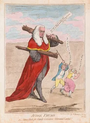 Richter Daumen oder Patentstöcke für Familienkorrektur, gesetzlich garantiert, veröffentlicht 1782 (handkolorierter Stich)