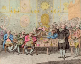 Freimaurerische Anekdote - von James Gillray (1757-1815) - Englische Karikatur gegen Graf Cagliostro (Alessandro, Graf von Cagliostro (Giuseppe Balsamo)