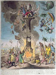 Belagerung der Pompeius-Säule oder Wissenschaft am Pranger, veröffentlicht von H. Humphrey im Jahr 1799
