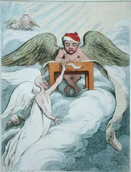 Der anklagende Geist und der aufzeichnende Engel, veröffentlicht von Hannah Humphrey im Jahr 1791