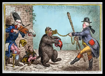 Der Bär und sein Führer, veröffentlicht von Hannah Humphrey im Jahr 1806